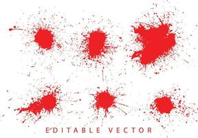 Set of red bleed paint splatter background vector