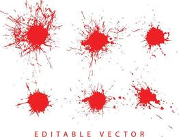 Isolated red paint splash background set vector