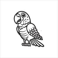 Hand drawn bird outline illustration for coloring page vector