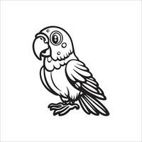 Hand drawn bird outline illustration for coloring page vector