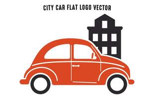 City Car flat Logo vector silhouette isolated on a white background