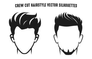 Crew Cut hairstyle haircut silhouettes vector isolated on a white background, Male haircut Clipart