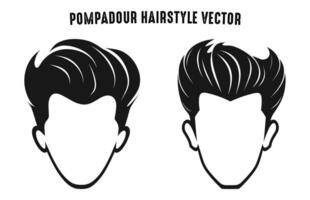 Pompadour hairstyle haircut silhouettes vector isolated on a white background, Male hair Clipart