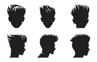 Quiff hairstyle haircut silhouettes vector isolated on a white background