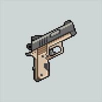 Pixel art illustration Gun. Pixelated Glock. Hand Gun Glock Police pixelated for the pixel art game and icon for website and video game. old school retro. vector