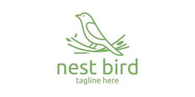 aves nido minimalista logo diseño, lineal diseño. vector