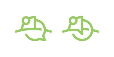 logo design combination of chameleon animal shape with speech bubble, chat, talk, minimalist line logo. vector