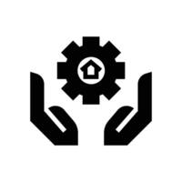 Work from Home icon. black fill icon vector