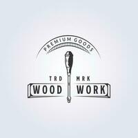 screwdriver logo retro style vector illustration design for carpentry