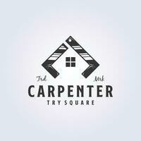 try square abstract for carpenter house logo vector illustration design