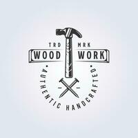 abstract hammer and nail logo vector, carpentry illustration design vector
