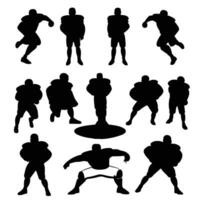 a set of silhouettes of football players in various positions vector