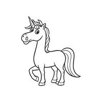 Carton horse, black and white illustration, and coloring page on a white background. line drawing style vector