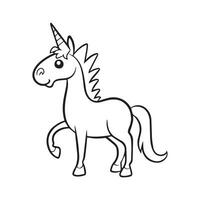 Carton horse, black and white illustration, and coloring page on a white background. line drawing style vector