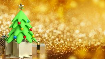 The Christmas tree and gift box for celebrate or holiday concept 3d rendering photo