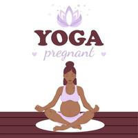 Pregnant woman meditating in lotus position vector