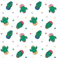 seamless pattern with cute cacti vector