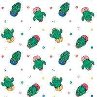 seamless pattern with cute cacti vector