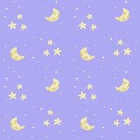 Seamless pattern moon and stars vector