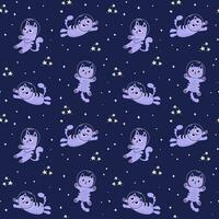 Pattern with cute cats astronauts vector