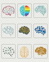 Neurology brain icon vector set. Outline set of neurology brain vector icons for web design isolated on white background