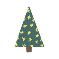 árbol de navidad dibujado a mano vectorial aislado en el icono de fondo blanco. Bosques de dibujo de garabatos abstractos. abeto vintage decorativo para diseño estacional, tarjeta de felicitación. abeto con guirnalda de año nuevo. vector