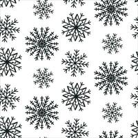 lindo patrón de Navidad sin costuras con copos de nieve aislados sobre fondo blanco. feliz año nuevo papel tapiz y envoltura para diseño estacional, textil, decoración, tarjeta de felicitación. grabados dibujados a mano y garabatos vector