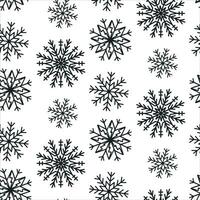 Cute Christmas seamless pattern with snowflakes isolated on white background. Happy new year wallpaper and wrapper for seasonal design, textile, decoration, greeting card. Hand drawn prints and doodle vector