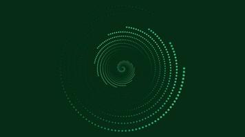 Abstarct vortex round spiral dotted background in dark green. vector