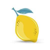 A hand drawn lemon on isolated white background. A yellow lemon Perfect for textile used in juice concept vector