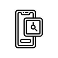 smartphone time icon. vector line icon for your website, mobile, presentation, and logo design.