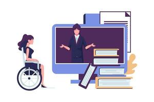 online courses for employees with disabilities flat style illustration vector design