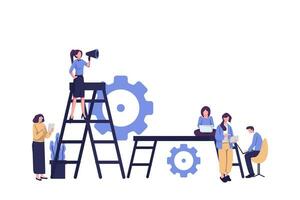 workflow, ladder as the concept of achieving the goal, business development flat vector illustration