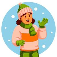 Girl Wearing Winter Clothes vector