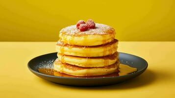 AI generated Delicious Fluffy Japanese Souffle Pancakes photo