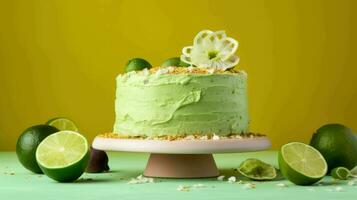 ai generado vegano aguacate Lima Coco pastel foto