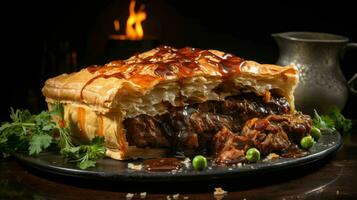 AI generated Steak and Kidney Pie Food Dish photo