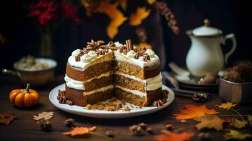 AI generated Delicious Vegan Pumpkin Spice Cake photo