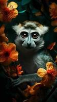 ai generado hermosa salvaje animal retrato en un zoo y flores foto