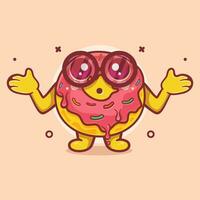 cute donut food character mascot with confused gesture isolated cartoon in flat style design vector