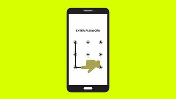 Smartphone Pattern Lock security animation Green screen. Mobile security protection and safety screen lock password. Unlock Passcode interface. Phone pattern authentication touchscreen Cyber security. video