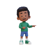 3d linda niño señalando mano a el lado png