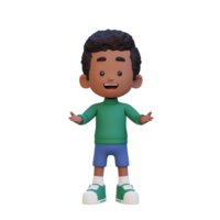 3D kid character in talking and explaining pose png