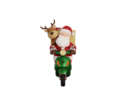 3d geven Kerstmis concept illustratie de kerstman rijden scooter en leveren geschenk png