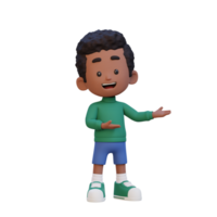 3D cute kid presenting pose png