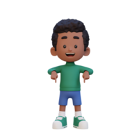 3D cute kid pointing hand to bottom png