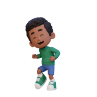 3D cute boy happy dancing png