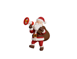 3d framställa jul begrepp illustration santa karaktär innehav megafon png