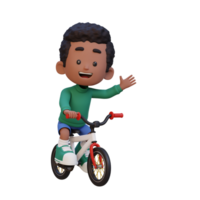 3d criança personagem passeio bicicleta ir para escola png