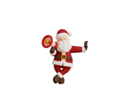 3d rendre Noël concept illustration Père Noël personnage en portant mégaphone png